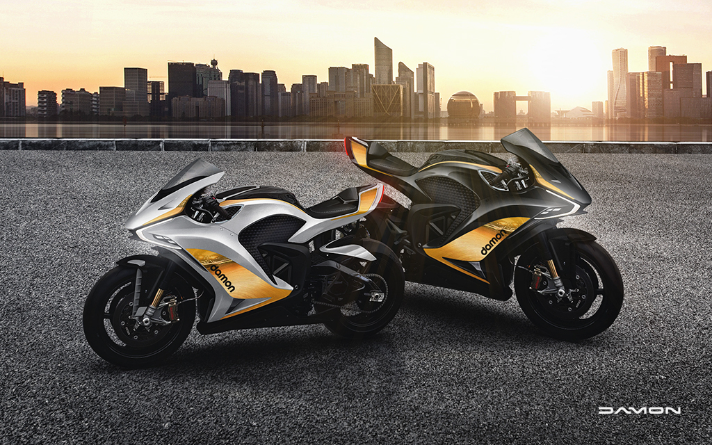 3D render of two HyperSport Premier Arctic Sun & Midnight Sun with a skyline background