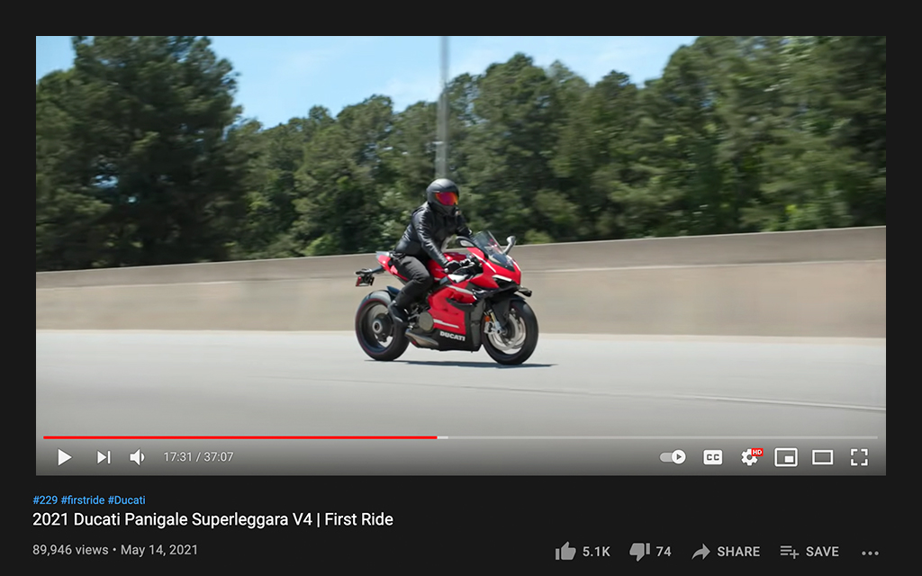 Chaseontwowheels Youtuber riding his red Ducati on a highway