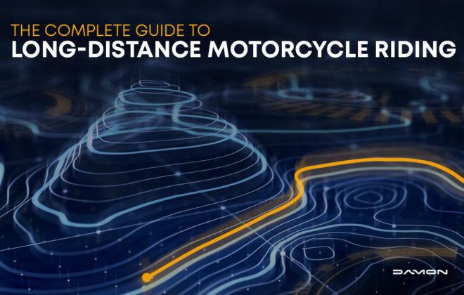 Long Distance Motorcycle Riding Route displayed by contours of a map