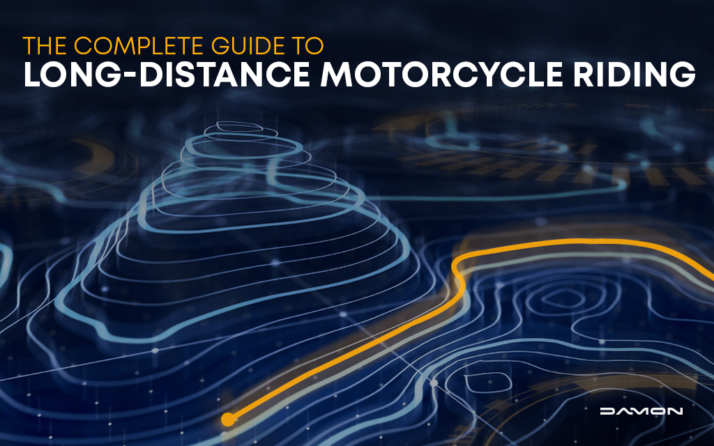 Long Distance Motorcycle Riding Route displayed by contours of a map